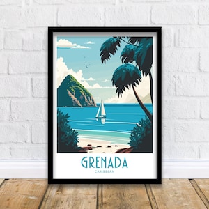 Grenada Travel Print Wall Art Grenada Travel Poster Gift For Grenada Caribbean Scenery Wall Art Grenada Caribbean Gift Wall Art Grenada