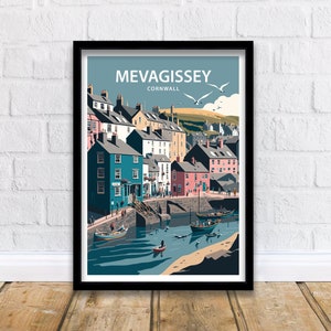 Mevagissey Art Print |  Mevagissey | Mevagissey Harbour Print | Cornwall Print | Travel Print | Travel Poster | Cornwall Poster|Cornwall Art