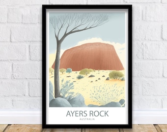 Ayers Rock Art Print | Ayers Rock | Uluru | Travel Poster | Australia Print | Ayers Rock Poster | Uluru Poster | Travel Print | Home Decor
