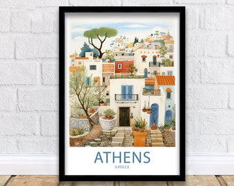 Athens Travel Print Athens Greece Poster Home Décor Athens Greece Art Print Athens Greece Room Athens Wall Gift Athens Greece Poster Print