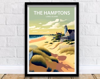 The Hamptons Art Print | The Hamptons Poster | Home Decor | Suffolk County | Long Island Art | Long Island Wall Art | Hamptons Beach