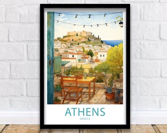 Athens Travel Print Athens Greece Poster Home Décor Athens Greece Art Print Athens Greece Room Athens Wall Gift Athens Greece Poster Print