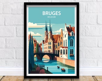 Impression d'art de Bruges | Impression Bruges | Décoration murale Bruges | Art mural Bruges | Belgique | Affiche de Bruges | Art mural belge | Impression Belgique