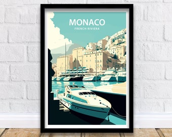 Impresión artística de Mónaco / Mónaco / Impresión de Mónaco / Póster de Mónaco / Arte mural de Mónaco / Póster de viaje / Arte mural / Arte de Mónaco / Póster de viaje de Mónaco