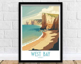 West Bay Beach Travel Print West Bay Home Décor West Bay Dorset Art Print West Bay Room Print West Bay Dorset Scenic Art West Bay Dorset Art