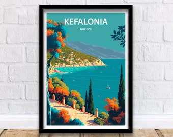 Kefalonia Kunstdruck | Kefalonia | Reise Poster | Kefalonia Poster | Wohnkultur | Kefalonia Griechenland | Strand | Griechenland Reisedruck|Reisedruck