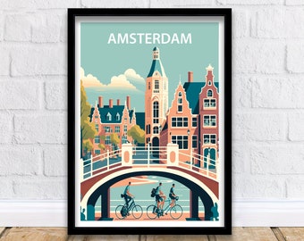 Amsterdam Art Print | Amsterdam Poster | Amsterdam Print | Amsterdam Wall Art | Amsterdam Travel Poster | Netherlands Print |Amsterdam Decor