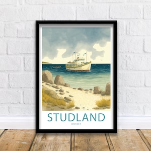 Studland-reisafdrukkunst aan de muur Studland-Dorset-reisposter cadeau & Studland-Dorset Landschapsmuurkunst Studland-cadeau-muurkunst Studland-Dorset