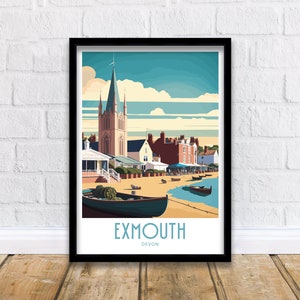 Exmouth Travel Print Wall Art Exmouth Travel Poster Gift For Exmouth Scenery Wall Art Exmouth Devon City Wall Art Gift For Exmouth Devon Art