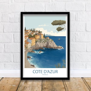 Impresión artística de la Costa Azul / Póster de viaje / Póster de la Costa Azul / Impresión de Francia / Póster de viaje de Francia / Impresión de la Costa Azul / Póster de la Costa Azul