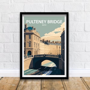 Pulteney Bridge Bath Art Print | Bath Print | Somerset Print | Travel Poster | Bath Poster | City Of Bath | Home Decor | Bath Somerset Print