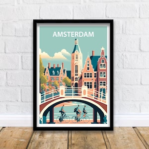 Amsterdam Art Print | Amsterdam Poster | Amsterdam Print | Amsterdam Wall Art | Amsterdam Travel Poster | Netherlands Print |Amsterdam Decor