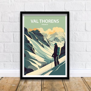 Val Thorens Ski Travel Print | Ski Poster | Ski Print | Skiing Posters | Val Thorens Print | Val Thorens Ski Poster | Ski Resort Poster