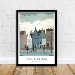 Amsterdam Art Print | Amsterdam Poster | Amsterdam Print | Amsterdam Wall Art | Amsterdam Travel Poster | Netherlands Print |Amsterdam Decor