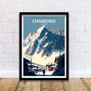 Chamonix Travel Print | Ski Poster | Ski Print | Skiing Posters | Chamonix Print | Chamonix Ski Poster | Travel Prints | Ski Resort Poster