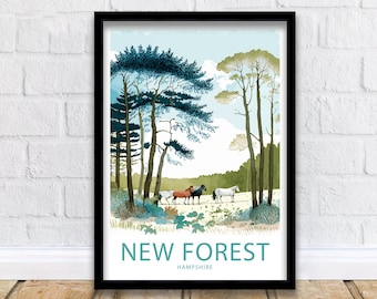 New Forest Travel Print Wall Art New Forest Travel Poster Cadeau New Forest Scenic Wall Art New Forest Cadeau voor New Forest Art Hampshire