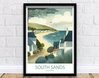 South Sands Travel Print South Sands Salcombe Home Décor South Sands Salcombe Art Print The South Sands Salcombe Room Print For South Sands