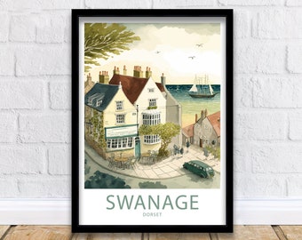 Swanage Travel Print Wall Art Swanage Dorset Travel Poster Gift Swanage Dorset Scenery Wall Art Swanage Gift Wall Art Swanage Dorset Decor