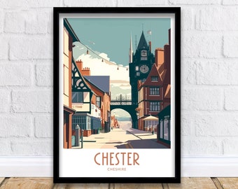 Chester Travel Print Chester Cheshire Home Décor Chester Cheshire Art Print Cheshire Room Print For Chester Cheshire Gift Art Chester Decor