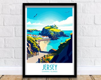 Jersey Travel Print Jersey France Poster Home Décor Jersey France Art Print Jersey France Room Print Jersey Wall Art Jersey Wall Hanging