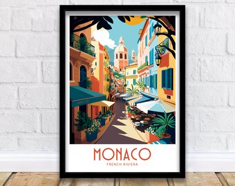 Monaco Travel Print Moncao French Riviera Home Décor Monaco Art Print French Riviera Room Print For Monoco French Riviera Gift Art