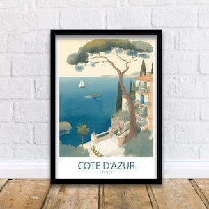 Impresión artística de la Costa Azul / Póster de viaje / Póster de la Costa Azul / Impresión de Francia / Póster de viaje de Francia / Impresión de la Costa Azul / Póster de la Costa Azul