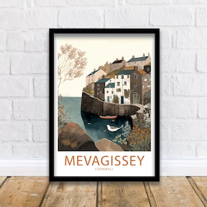 Mevagissey Travel Print Wall Art Mevagissey  Travel Poster Gift Mevagissey  Scenic Wall Art Mevagissey Cornwall Gift For Mevagissey Cornwall