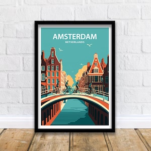 Amsterdam Art Print | Amsterdam Poster | Amsterdam Print | Amsterdam Wall Art | Amsterdam Travel Poster | Netherlands Print |Amsterdam Decor