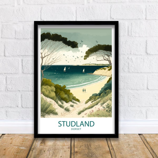 Studland Beach Art Print | Studland Bay | Dorset Coast | Beach Print | Dorset Prints | Dorset Travel Poster | Studland Print | Travel Print