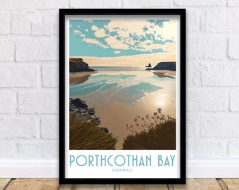 Porthcothan Bay Travel Print Porthcothan Bay Home Décor Porthcothan Bay Cornwall Art Print Porthcothan Bay Cornwall Room Print Porthcothan