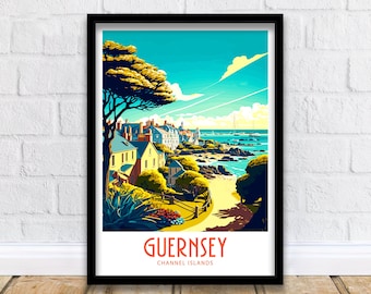 Impresión de viaje de Guernsey Póster de Guernsey, Francia Decoración del hogar Impresión artística de Guernsey, Francia Impresión de habitación de Guernsey, Francia Arte de pared de Guernsey Guernsey