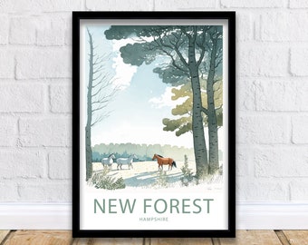 New Forest Travel Print Wall Art New Forest Travel Poster Cadeau New Forest Scenic Wall Art New Forest Cadeau voor New Forest Art Hampshire