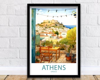 Athens Travel Print Athens Greece Poster Home Décor Athens Greece Art Print Athens Greece Room Athens Wall Gift Athens Greece Poster Print