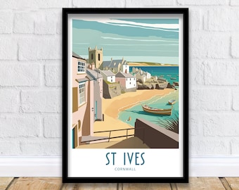 St Ives Cornwall Wandbehang Dekoration St Ives Cornwall Geschenk Kunstliebhaber Druck St Ives Cornwall Wandkunst