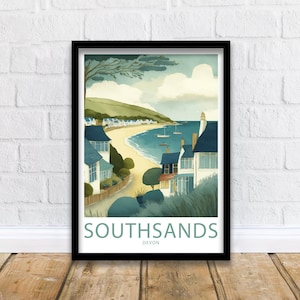 South Sands Travel Print Wall Art South Sands Devon Wall Hanging Home Décor South Sands Gift Lover Devon Art Lover South Sands Print