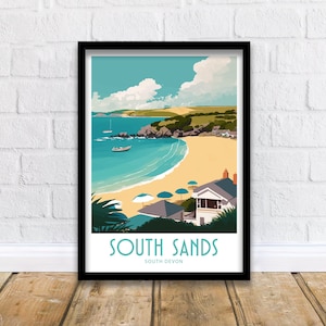 South Sands Travel Print South Sands Home Décor South Sands Art Print South Sands Devon Room Print For South Sands South Devon Wall Art Gift