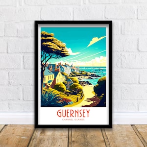 Guernsey Travel Print Guernsey France Poster Home Décor Guernsey France Art Print Guernsey France Room Print Guernsey Wall Art Guernsey