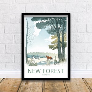 New Forest Travel Print Wall Art New Forest Travel Poster Gift New Forest Scenic Wall Art New Forest Gift For New Forest Art Hampshire