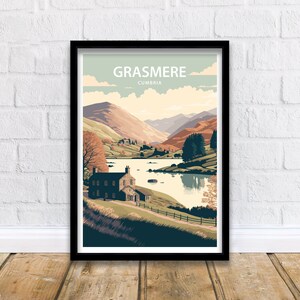 Grasmere Art Print | Grasmere Print | Lake District Print |Travel Poster | Grasmere Poster | Cumbria Print | Grasmere Travel Print