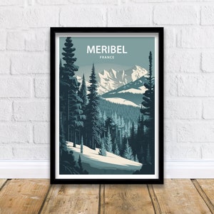 Meribel Ski Print | Ski Poster | Ski Print | Skiing Poster | Meribel Print | Narciarstwo | Meribel Ski Poster | Travel Prints | Ski Resort Poster