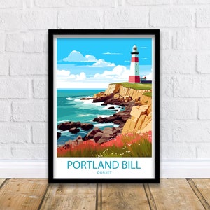 Portland Bill Travel Print Portland Wall Decor UK Portland Art Portland Wall Art UK Poster Gift for Lighthouse Enthusiasts Portland Bill Art