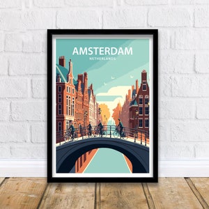 Amsterdam Art Print | Amsterdam Poster | Amsterdam Print | Amsterdam Wall Art | Amsterdam Travel Poster | Netherlands Print |Amsterdam Decor