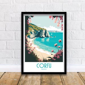 Impresión de viaje de Corfú, póster de Corfú, Grecia, decoración del hogar, impresión artística de Corfú, Grecia, habitación de Corfú, Grecia, decoración de regalos de Corfú, Grecia, póster artístico de Corfú, Grecia