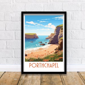 Porthchapel viaggio stampa Porthchapel Cornovaglia Poster Home Décor Porthchapel Cornovaglia stampa artistica Porthchapel Cornovaglia camera Porthchapel regalo