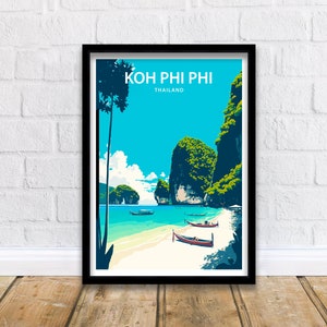 Koh Phi Phi Travel Print Koh Phi Phi Thailand Poster Home Décor Koh Phi Phi Thai Art Print Koh Phi Phi Thailand Room Koh Phi Phi Thailand