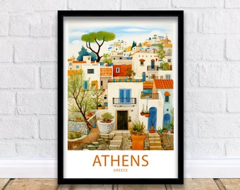 Athens Travel Print Athens Greece Poster Home Décor Athens Greece Art Print Athens Greece Room Athens Wall Gift Athens Greece Poster Print