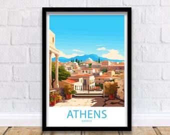 Athens Travel Print Athens Greece Poster Home Décor Athens Greece Art Print Athens Greece Room Athens Wall Gift Athens Greece Poster Print