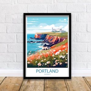Portland Bill Travel Print Portland Wall Decor UK Portland Art Portland Wall Art UK Poster Gift for Lighthouse Enthusiasts Portland Bill Art