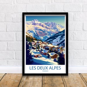 Les Deux Alpes Travel Print Les Deux Alpes Wall Decor France Les Deux Alpes Art Les Deux Alpes Wall Art France Poster Gift for Ski Lovers