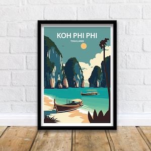 Koh Phi Phi Travel Print Koh Phi Phi Thailand Poster Home Décor Koh Phi Phi Thai Art Print Koh Phi Phi Thailand Room Koh Phi Phi Thailand